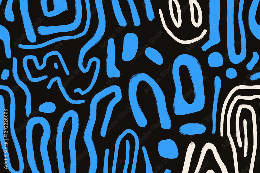 Poster abstract lines and patterns: a vibrant, modern graphic of blue and white abstract lines and patterns