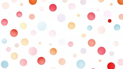 Colorful circles in various shades scattered across a white background, creating a vibrant and playful pattern, Ideal for use in invitations, backgrounds