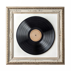 Obraz premium Black Vinyl Record in Ornate Frame on Transparent Background