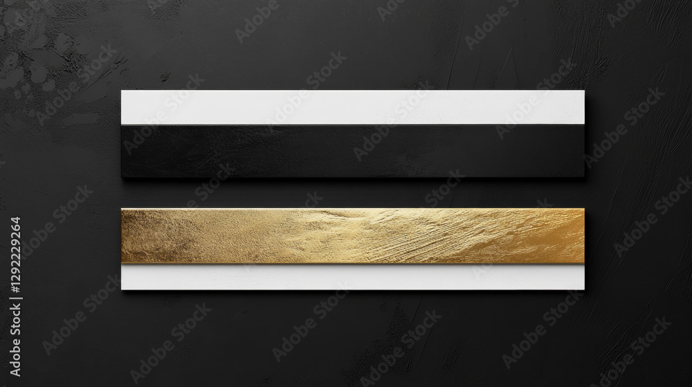 Aufkleber 3d elegant black white and gold isolated banner designs realistic signboards or bar with shiny gold 