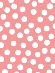 A playful pink background adorned with white polka dots, perfect for use in design projects, invitations, or children's materials, adding a cheerful and vibrant touch to any layout,