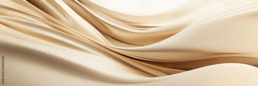 Leinwandbilder elegant silky fabric flowing gracefully in soft beige tones, creating a smooth and calming visual ae