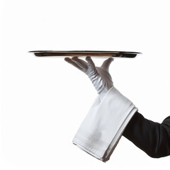Waiter Holding a Silver Tray