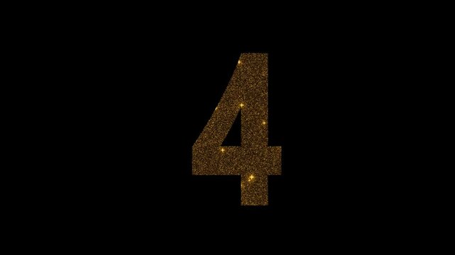 Number four 4 in golden glitter animation, animated number