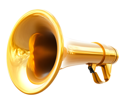 PNG Megaphone gold horn white background.
