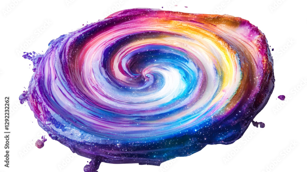 Aufkleber colorful galactic swirl revealing stellar patterns, glowing against transparent backdrop for cosmic 