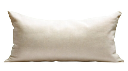 Simple, elegant beige rectangular pillow isolated on transparent background, perfect for showcasing designs or adding a touch of comfort to any scene