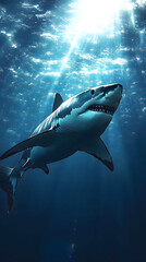Obraz premium Majestic Great White Shark Underwater