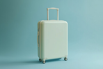 Luxury hard-shell suitcase with metallic finish isolated on a solid color background