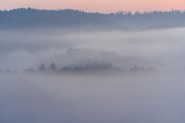 Sächsische schweiz, nebel, landschaft, see, nebel, wasser, natur, morgen, himmel, wald,...