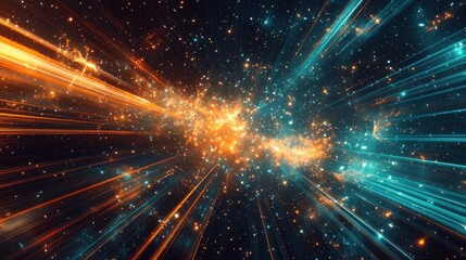 Obraz premium Exploring the vibrant depths of a cosmic realm filled with brilliant colors and motion