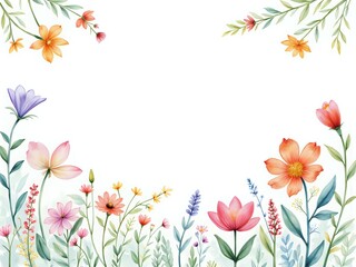 Colorful floral border with delicate greenery