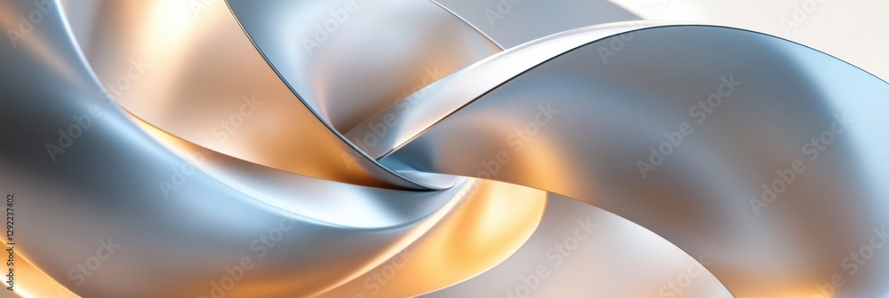 Leinwandbilder Abstract representation of agreement and business trust through flowing metallic forms and warm light. Generative AI