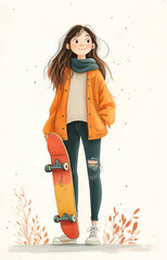 a girl with a skateboard 
