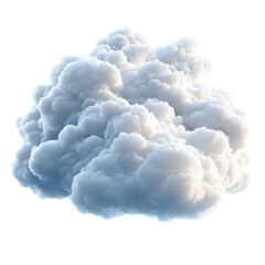 A Fluffy 3D Cartoon Cloud with Soft Glowing Edges Isolated on Transparent Background