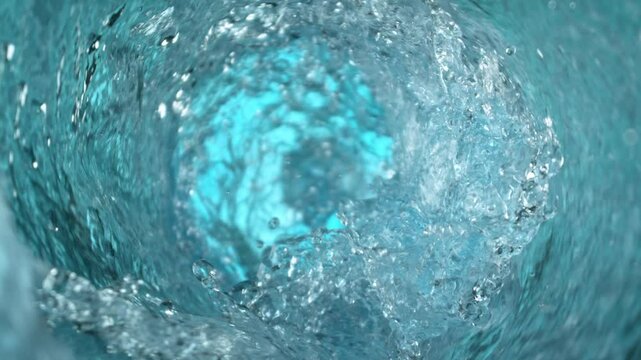 Super Slow Motion of Rotating Water in Twister Shape . Filmed on High Speed Cinema Camera , 1000 fps