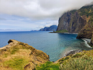 Fototapeta premium beautiful rocky mountains by the sea on the island of Madeira in Portugal