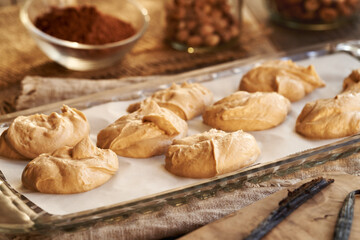 Preparation of healthy sweets from Greek yogurt, nut butter, maple syrup and vanilla