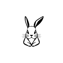 Obraz premium Minimalist Illustration of a Black and White Rabbit