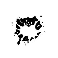 Abstract black ink splattered graphic against a white background, a stark contrast.