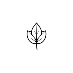 Black and white minimalist leaf illustration, three-lobed, centered with a white background.