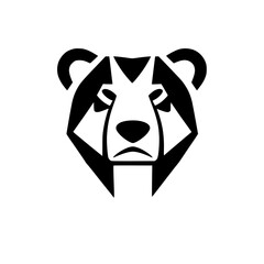 Geometric representation of a bear's head in a minimalist style, isolated on a white background, highlighting the animal's features.
