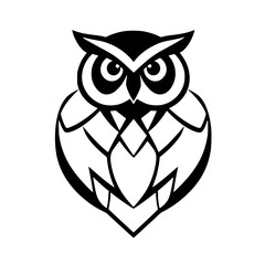 Bold Graphic Owl Silhouette: Black and White Artwork with Geometric Lines on White.