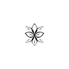 Stylized Black Floral Design on White Background