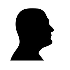 Profile portrait silhouette of man face. Obesity, extra weight.
