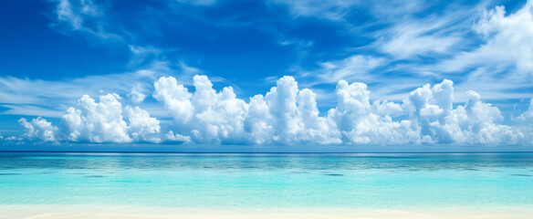 Fototapeta premium Beautiful tropical landscape with sandy beach and crystal clear turquoise ocean