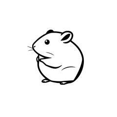 Minimalist Illustration of a Curious Hamster with a Small, Oval Body, Looking Right.