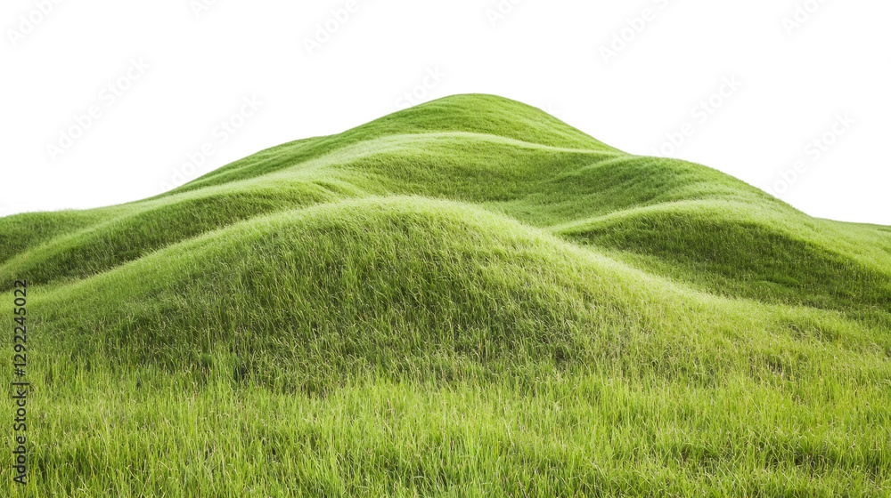 Poster green grass field forming rolling hills with transparent background, perfect for photo manipulations