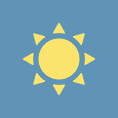 Vector illustration of sun icon, sun with rays, yellow sun, sunny, weather.	