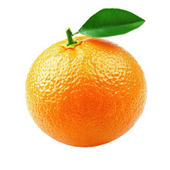 Fresh orange with green leaf on a Transparent background showcasing vibrant color and texture, Orange isolated on PNG background