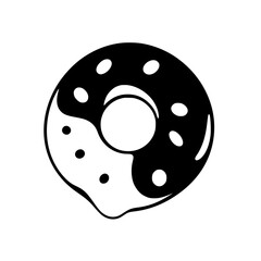 Black and White Donut with Sprinkles: A minimalist, illustrative, and symmetrical graphic of a donut in black and white, with a yin yang design and sprinkles.