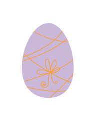 Easter egg colorful decorated in festive tones holiday symbol, flat style hand drawn vector illustration for spring celebration time decor, greeting cards, invitations, banners, web design