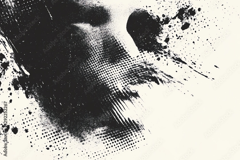 Poster abstract black and white grunge texture background with halftone pattern