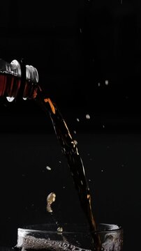 Zero Sugar Diet Coke Pouring with Drops and Splashes