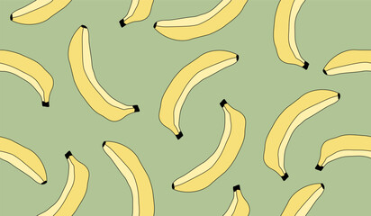 Cute banana fruits pattern background vector design