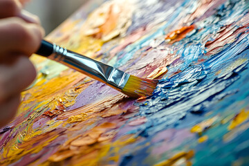 Obraz premium The Artist's Hand: A Symphony of Colors in Oil Painting