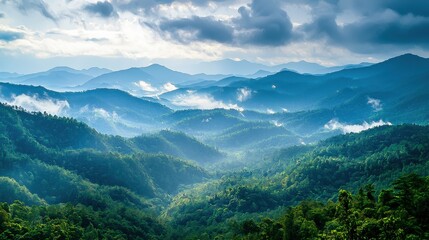 Fototapeta premium Extreme Terrain Meets Tranquil Beauty: A Holiday Maker's Paradise in Maehongson, Thailand