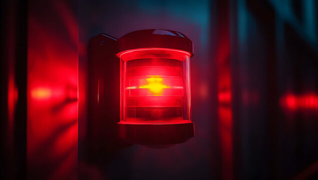 Red emergency siren light glow
