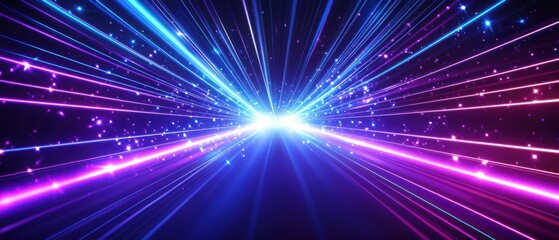 Fototapeta premium Abstract background with glowing neon light trails in blue and purple, creating a futuristic and energetic atmosphere for technology and space concepts