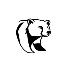 A Black and White illustration of a bear.