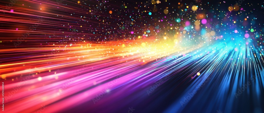 Aufkleber abstract colorful light streaks with bokeh effect, vibrant energy trails and glowing particles in a 