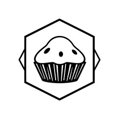 Hexagonal muffin illustration with a minimalist design.