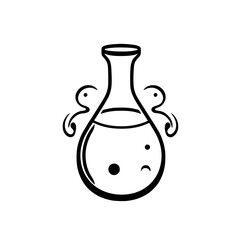Simple, elegant black and white icon of a lab flask.