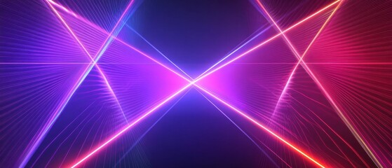 Abstract background with vibrant neon laser beams in purple, blue, and red, creating a dynamic and futuristic light show Concept of technology, energy, and modern design