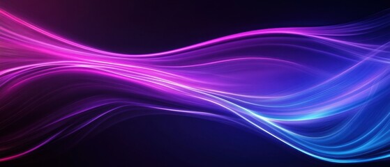 Abstract neon light trails background with vibrant pink and blue waves, creating a dynamic and modern backdrop for technology and design concepts