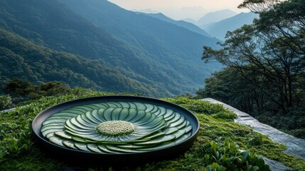 Mountaintop Floral Leaf Arrangement on Plateau